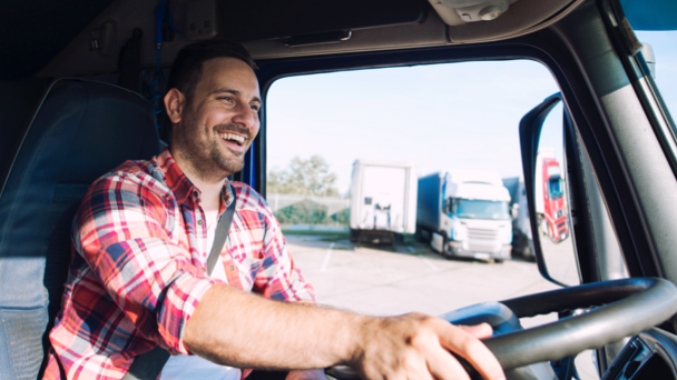 Happy commercial truck driver